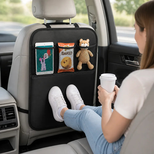 Backseat Car Seat Protector with Mesh Storage Pockets