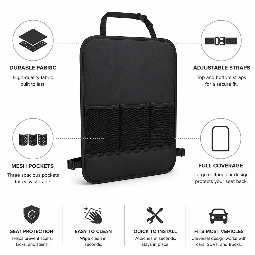 Backseat Car Seat Protector with Mesh Storage Pockets