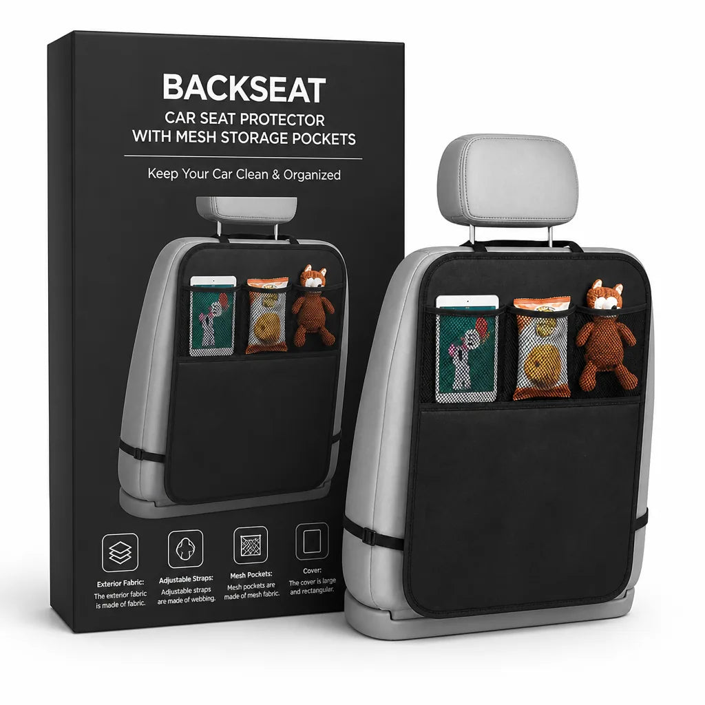 Backseat Car Seat Protector with Mesh Storage Pockets