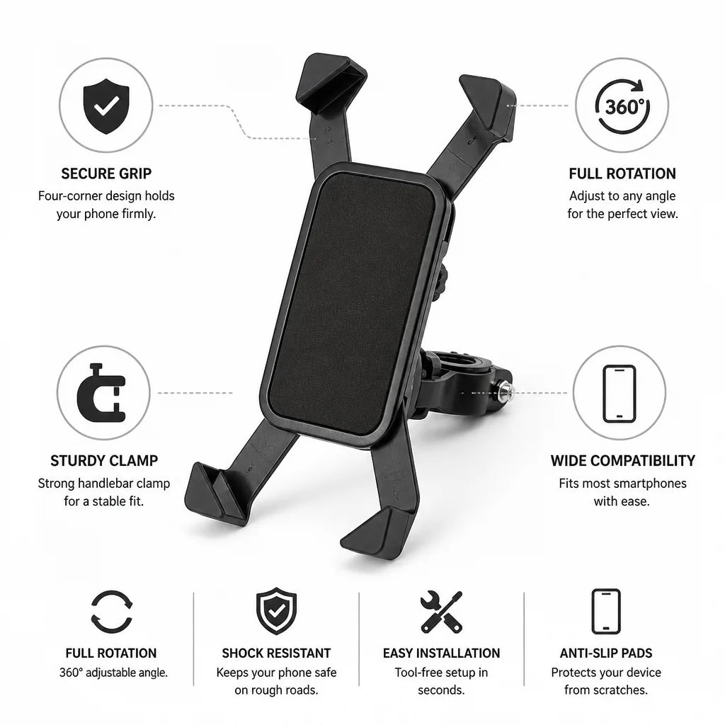 Bike Smartphone Mount with Full Rotation