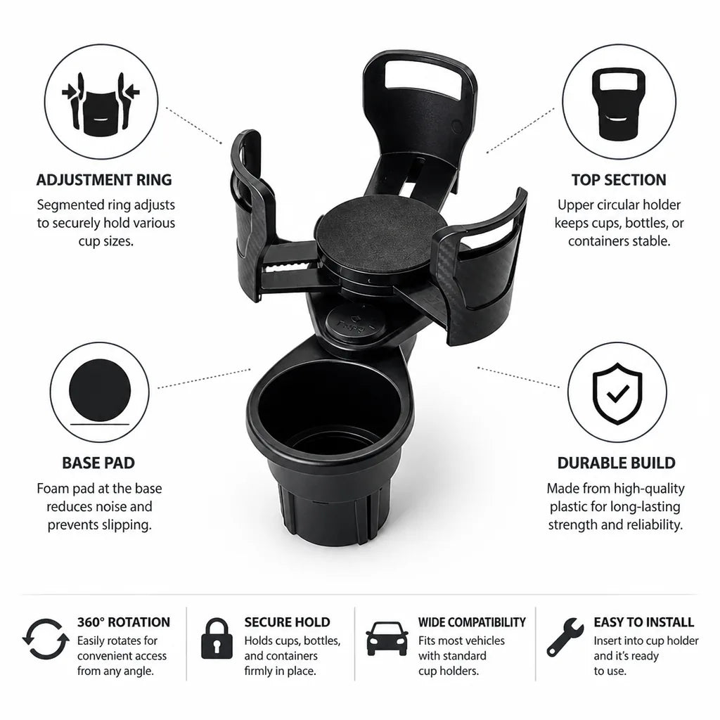 Car Cup Holder with Rotating Mount
