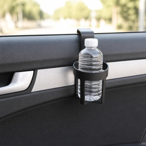 Car Door-Mounted Drink Holder with Clip Attachment