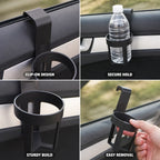 Car Door-Mounted Drink Holder with Clip Attachment