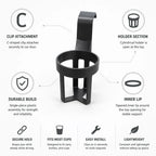 Car Door-Mounted Drink Holder with Clip Attachment