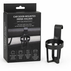 Car Door-Mounted Drink Holder with Clip Attachment