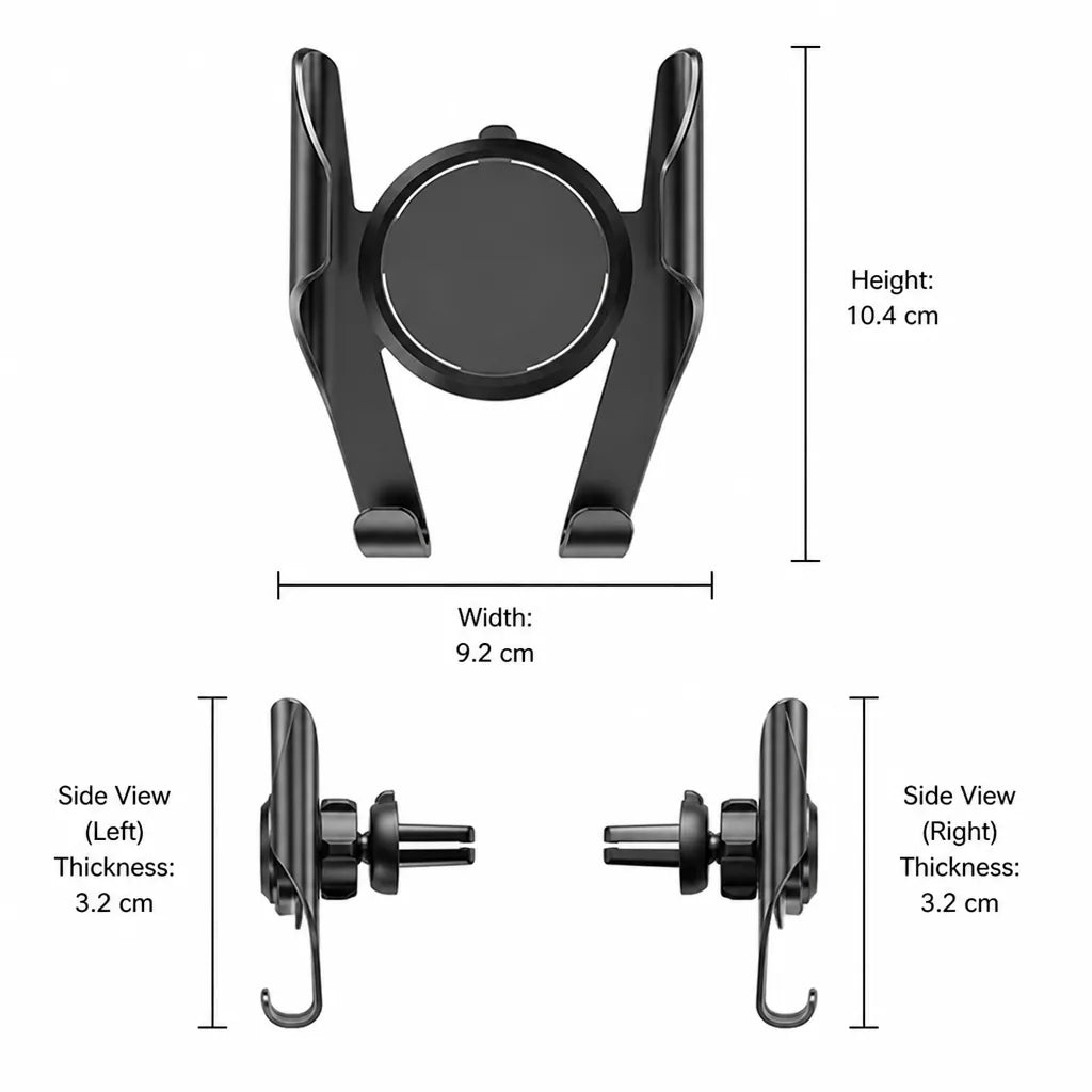 Car Phone Mount with 360-Degree Swivel Vent Clip