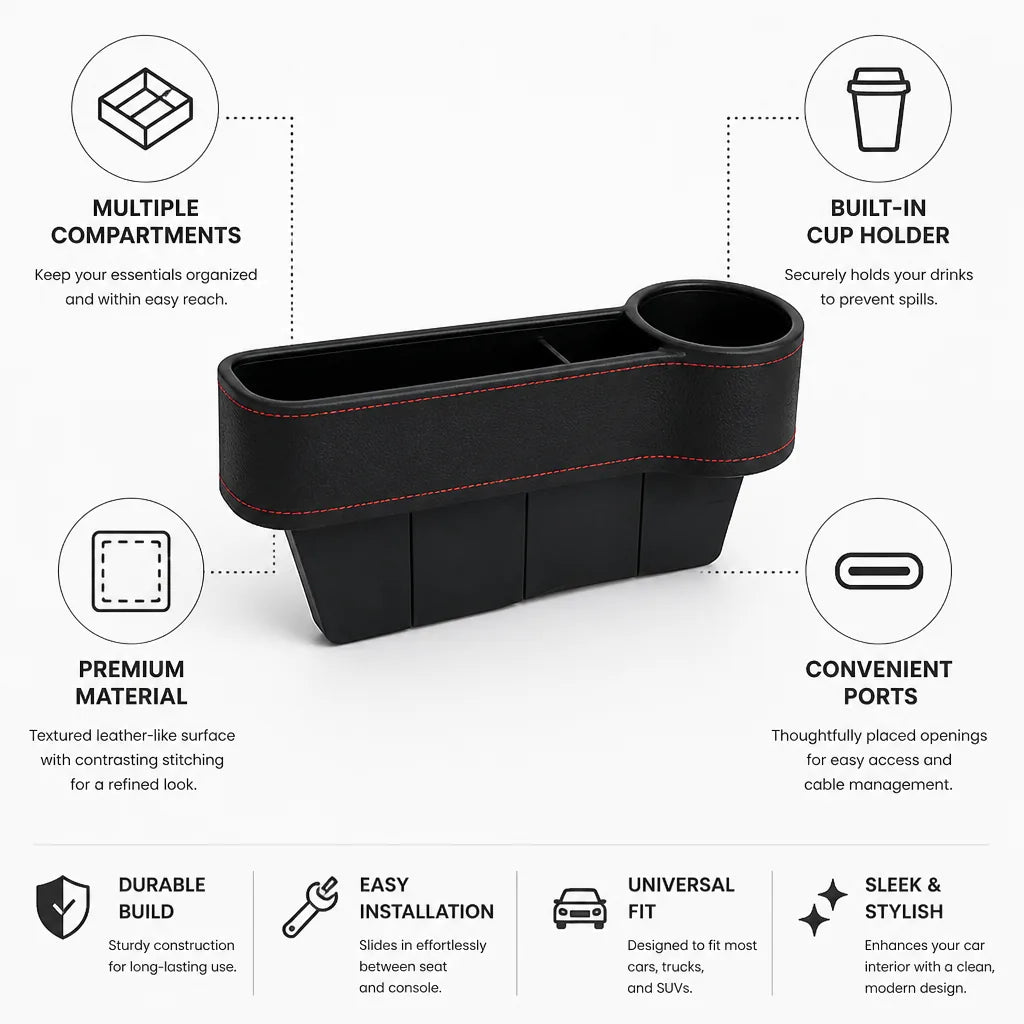 Car Seat Gap Organizer with Cup Holder