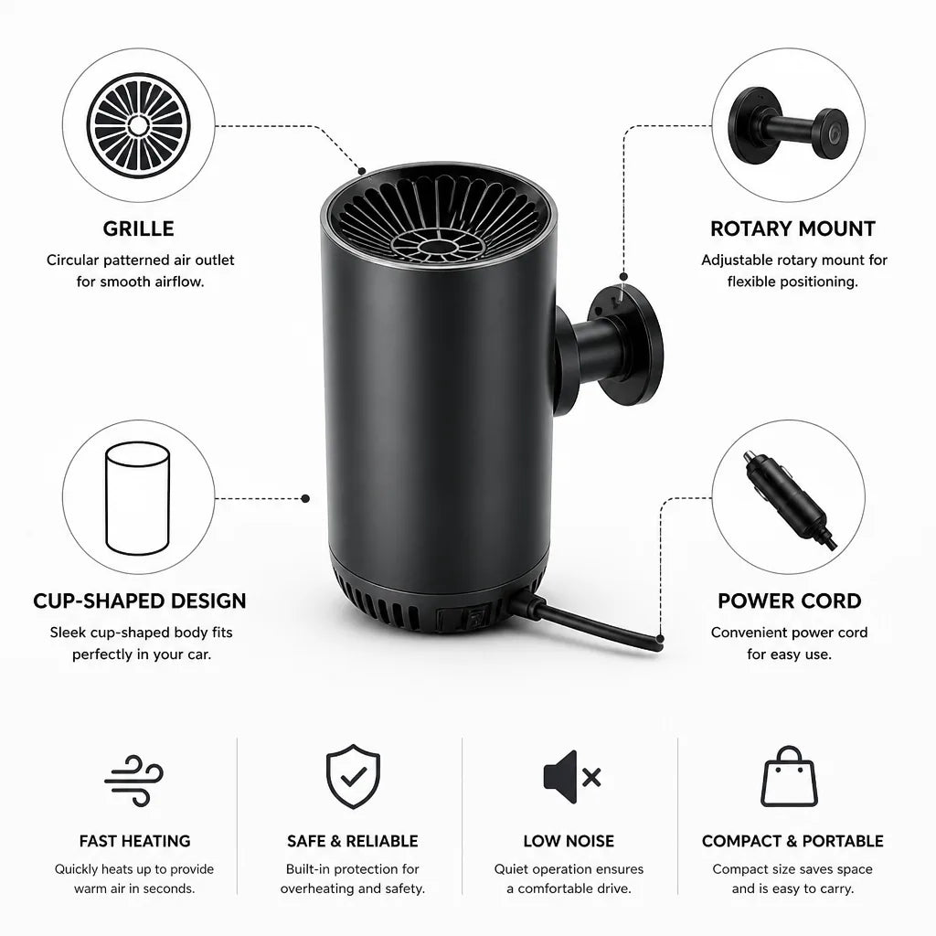 Cup-Shaped Car Hair Dryer