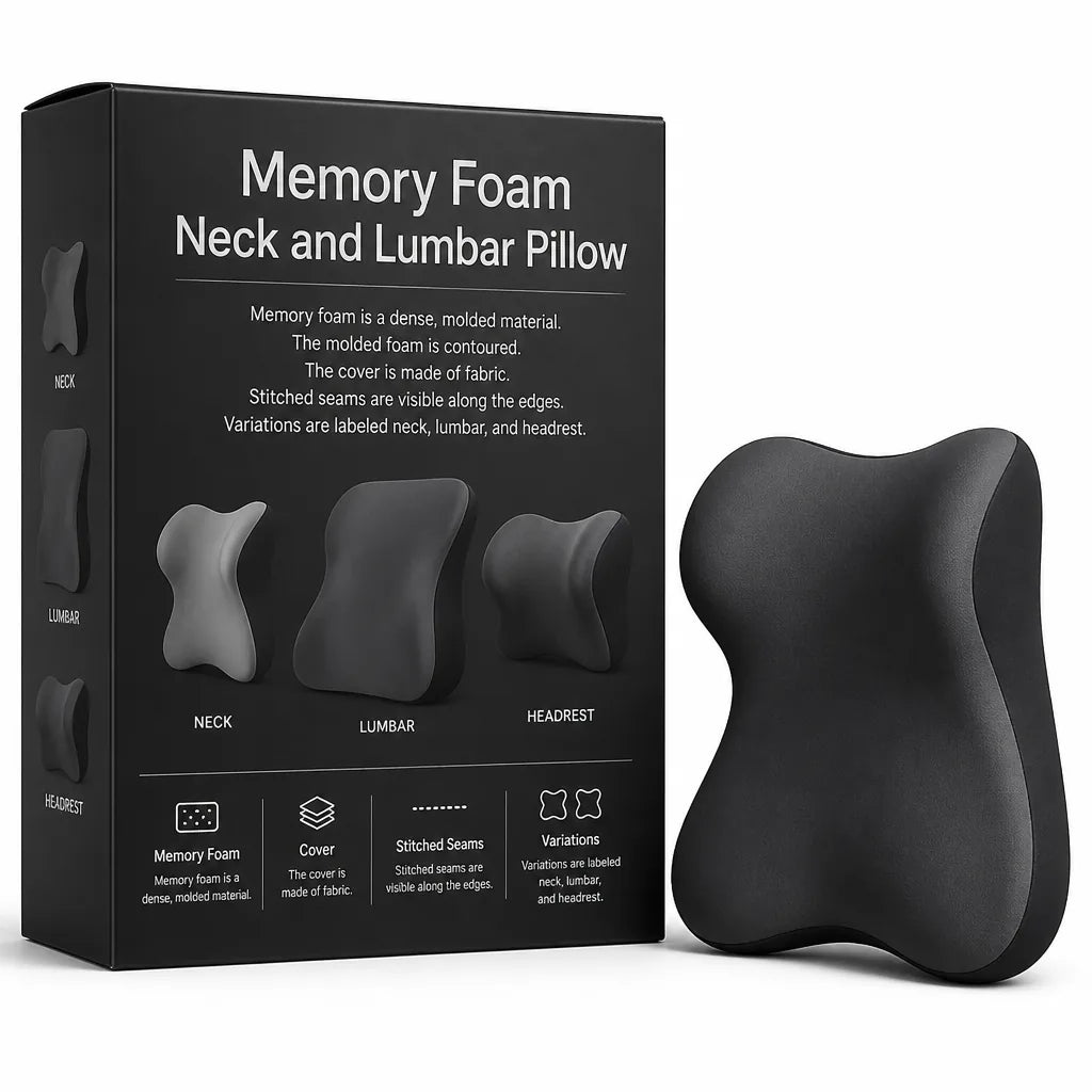 Memory Foam Neck and Lumbar Pillow